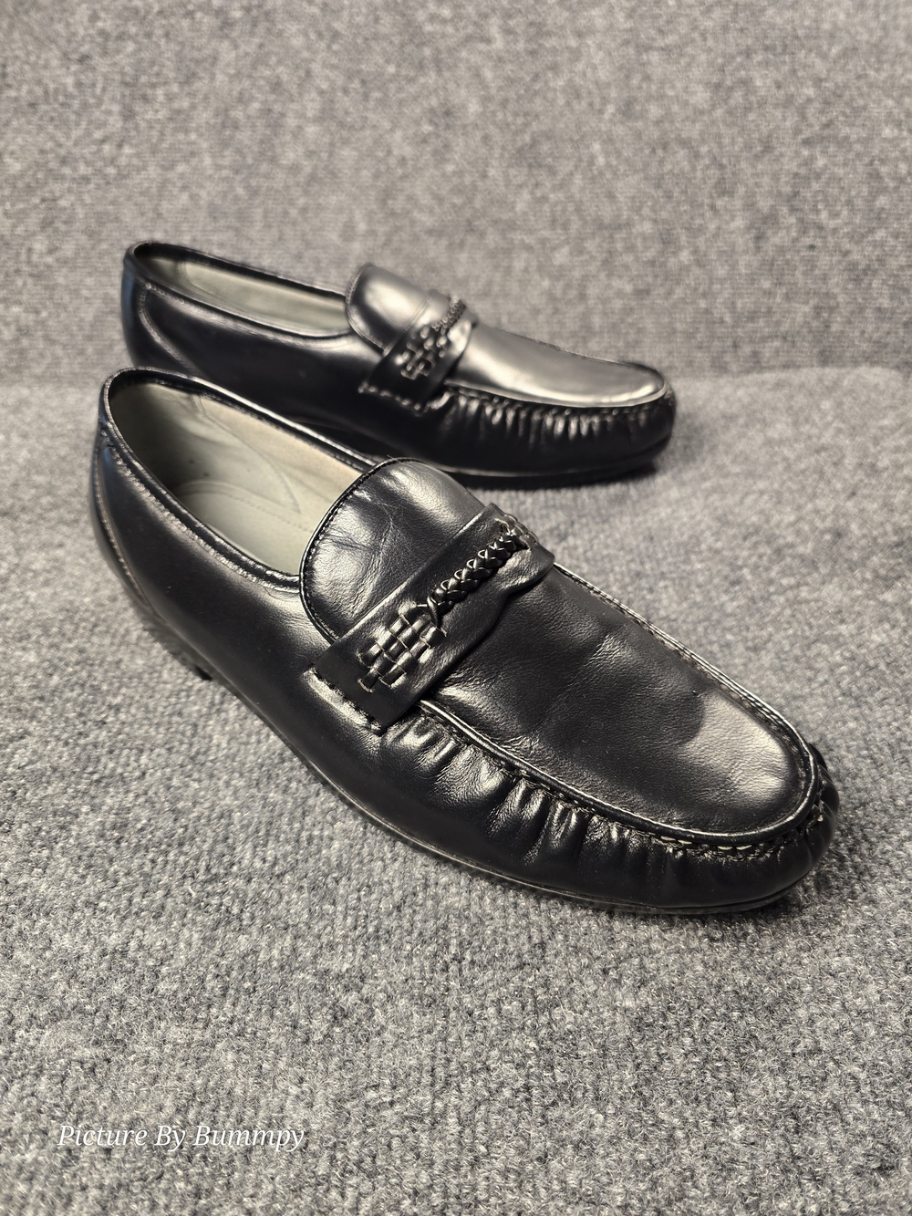 Vintage Irvine Park Men's Black Leather Bit Loafers Moc Toe Size 10M